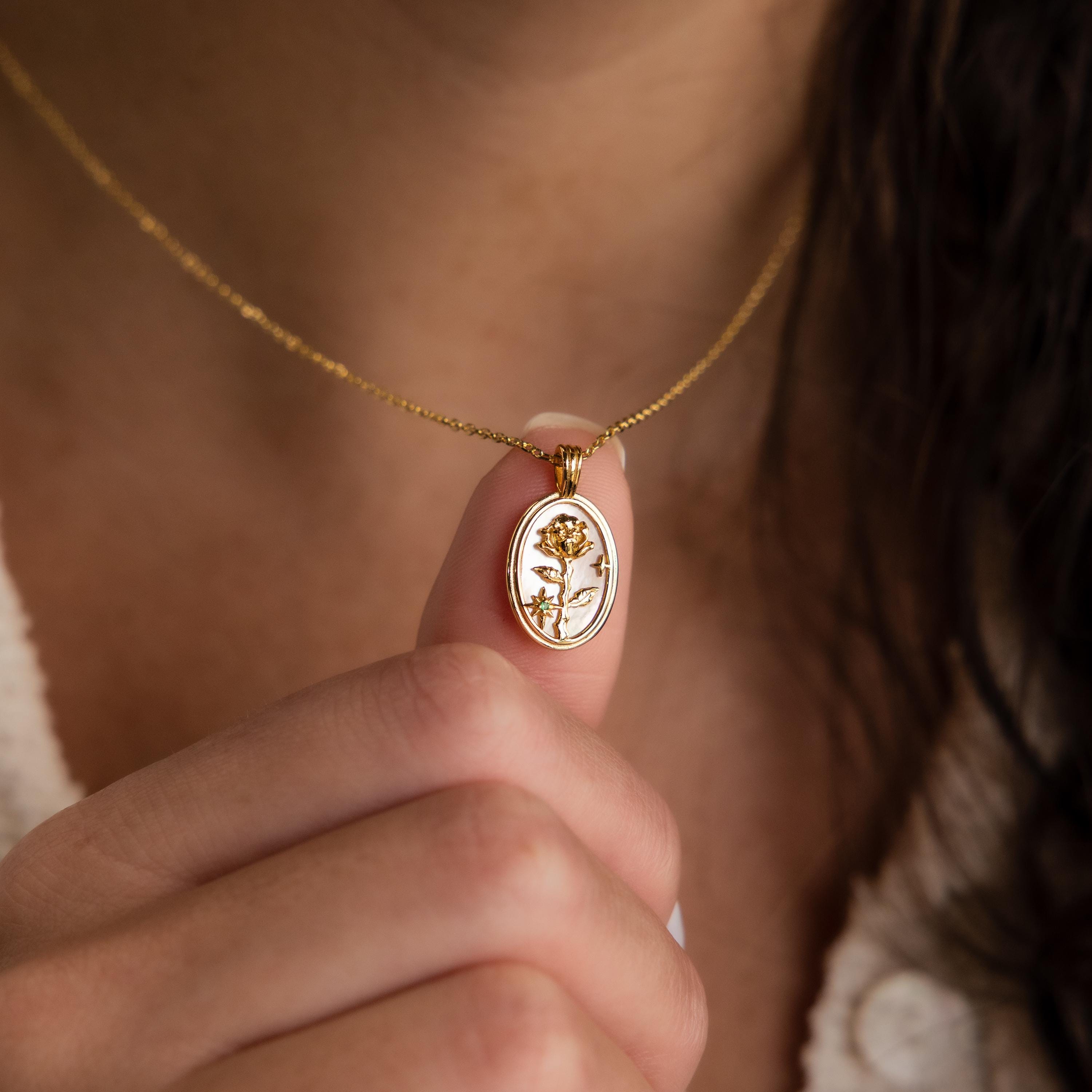 Birth Flower Necklace - Collana da donna con ciondolo fiore
